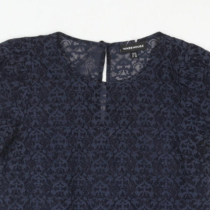 Womens UK Size 10 Warehouse Blue Basic Blouse