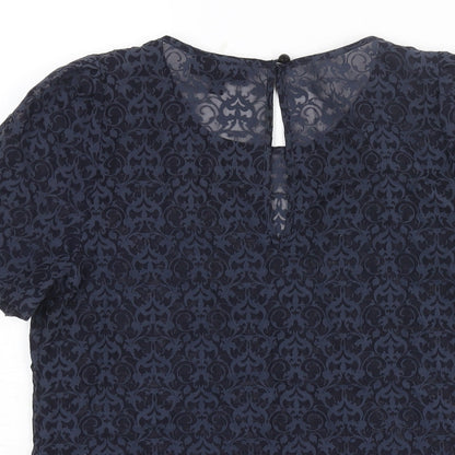 Womens UK Size 10 Warehouse Blue Basic Blouse