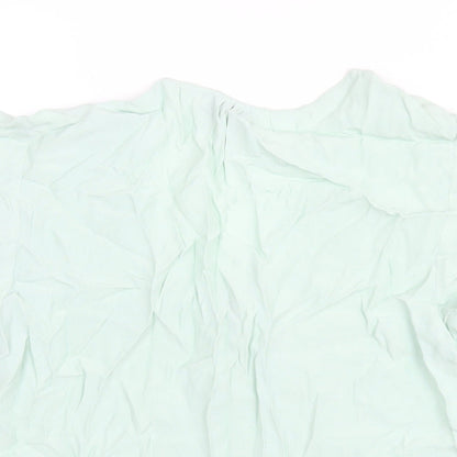 Marks and Spencer Womens Green Viscose Basic Blouse Size 8 V-Neck - Lace Trim