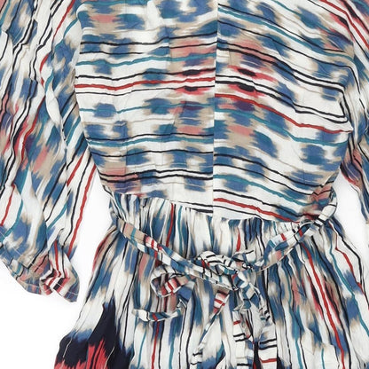 Zara Womens Multicoloured Geometric Polyester A-Line Size XS V-Neck Zip - Belted