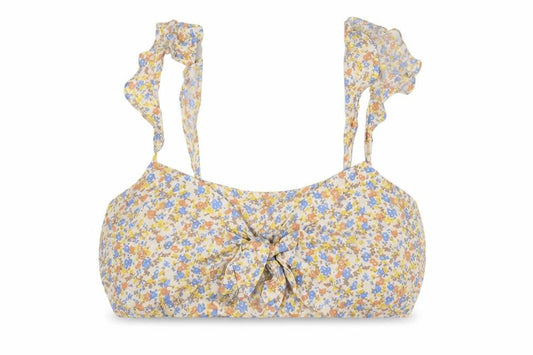 Front view of ASOS women’s multicoloured floral viscose cropped blouse, size UK 18, sweetheart