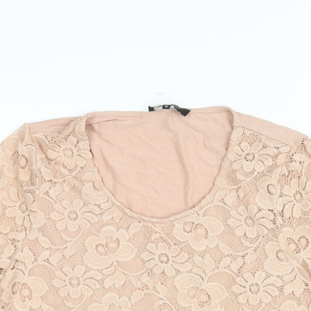 Womens UK Size 12 New Look Pink Basic Blouse