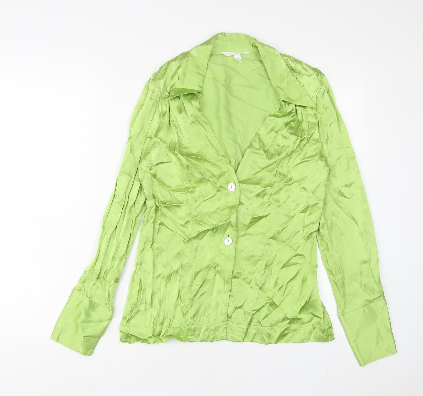 Womens UK Size M H&M Green Basic Button-Up