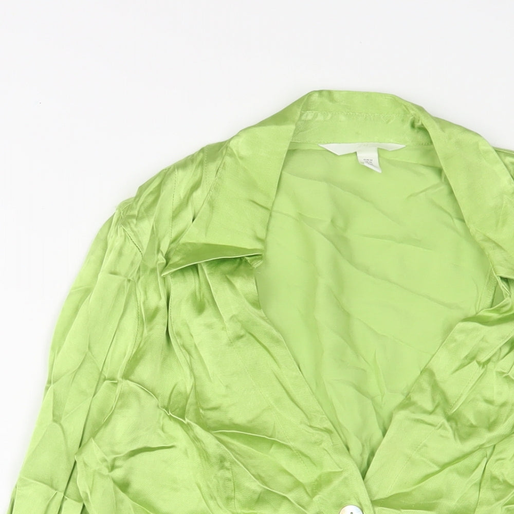 Womens UK Size M H&M Green Basic Button-Up