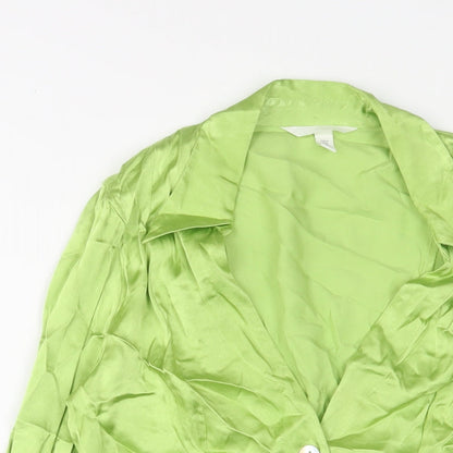 Womens UK Size M H&M Green Basic Button-Up