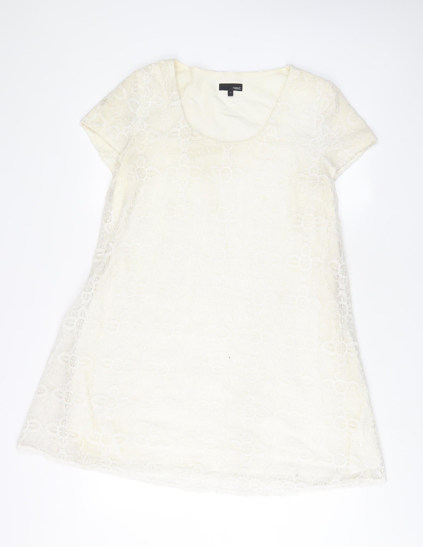 NEXT Womens White Polyester A-Line Size 16 Scoop Neck Pullover