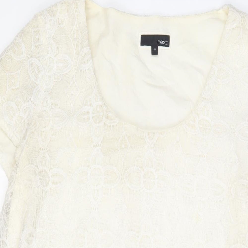 NEXT Womens White Polyester A-Line Size 16 Scoop Neck Pullover