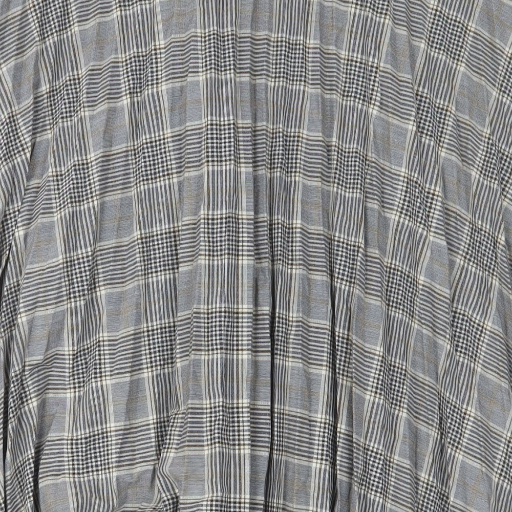 Marks and Spencer Womens Grey Plaid Polyester A-Line Skirt Size 12 Zip - Pleated