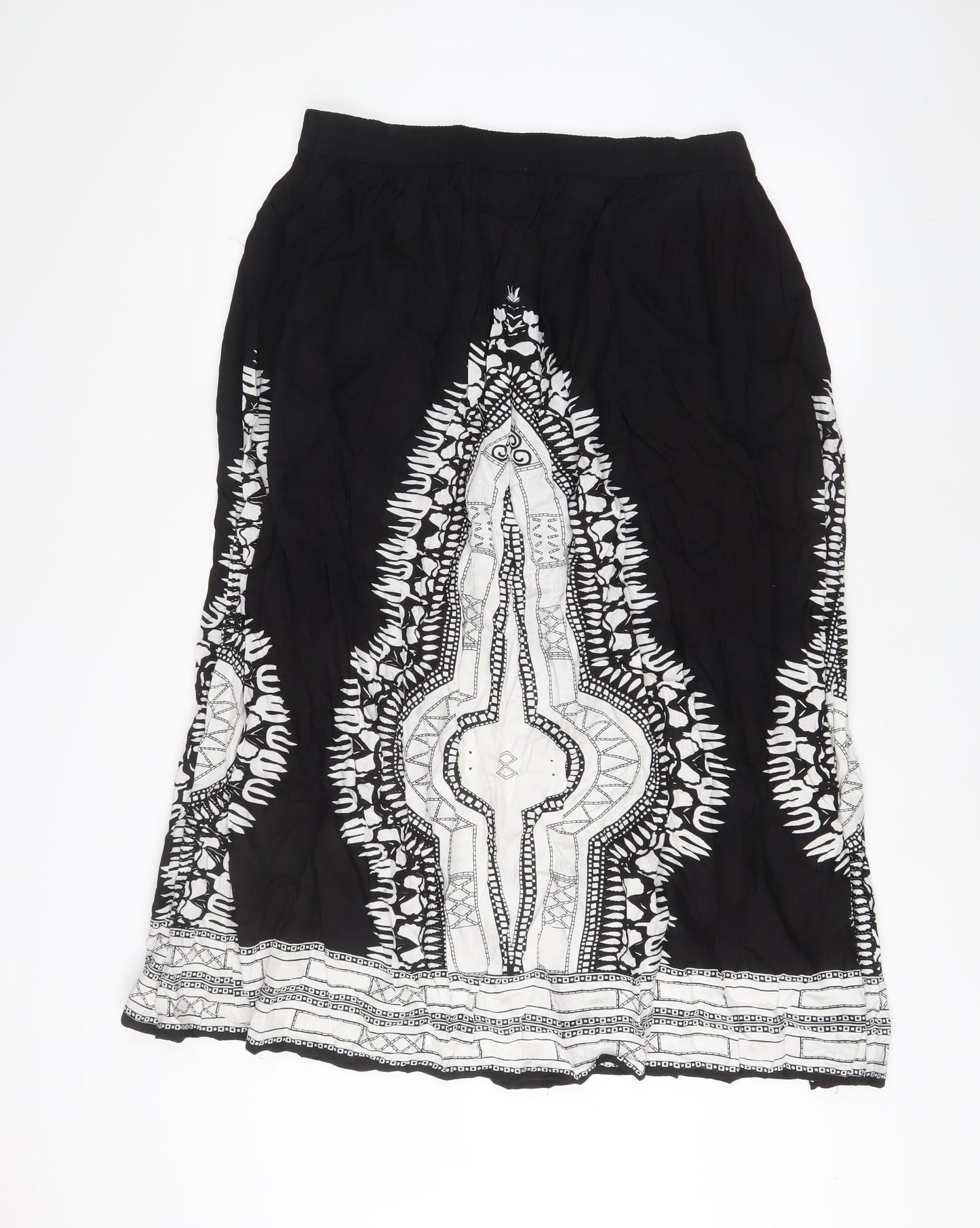 Klass Womens Black Geometric Viscose A-Line Skirt Size 16