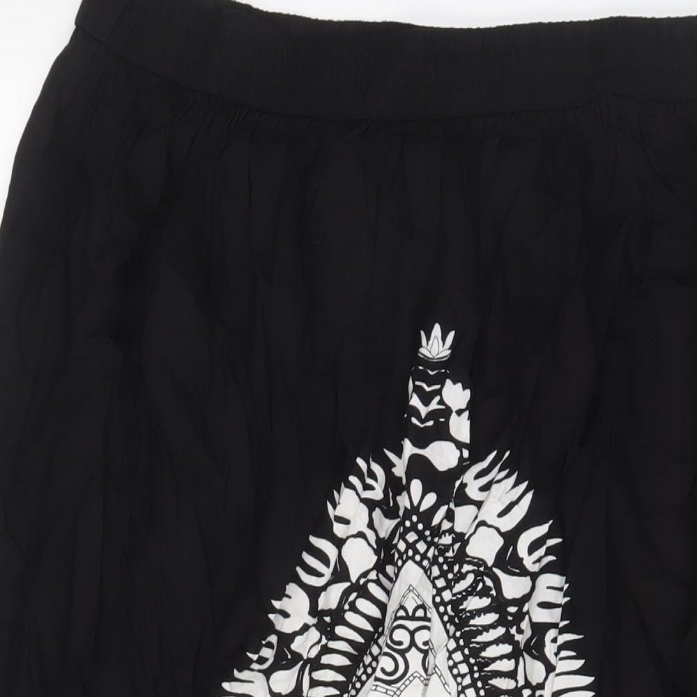 Klass Womens Black Geometric Viscose A-Line Skirt Size 16