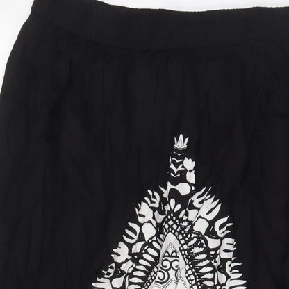 Klass Womens Black Geometric Viscose A-Line Skirt Size 16