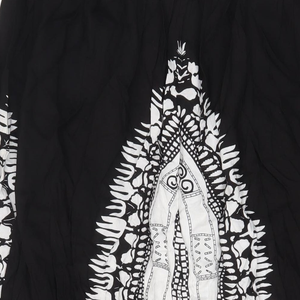 Klass Womens Black Geometric Viscose A-Line Skirt Size 16