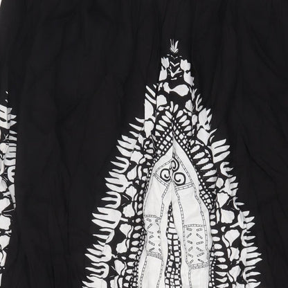Klass Womens Black Geometric Viscose A-Line Skirt Size 16