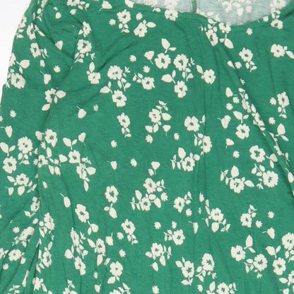 Wallis Womens Green Floral Viscose Sheath Size 14 Boat Neck Pullover