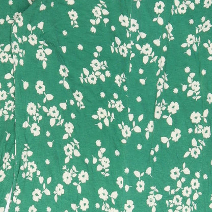 Wallis Womens Green Floral Viscose Sheath Size 14 Boat Neck Pullover
