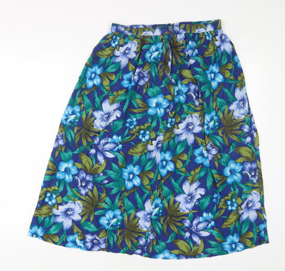 Alred Dunner Womens Multicoloured Floral Viscose A-Line Skirt Size 12 Button