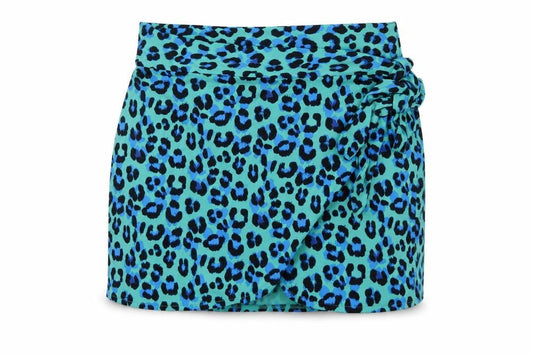 Bobeau Womens Blue Animal Print Polyester Wrap Skirt Size 18 Tie