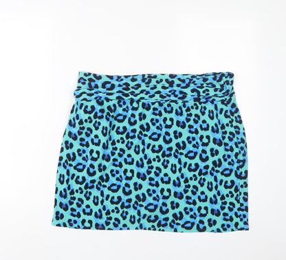 Bobeau Womens Blue Animal Print Polyester Wrap Skirt Size 18 Tie