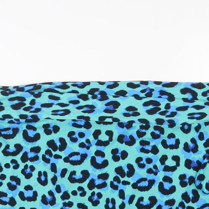 Bobeau Womens Blue Animal Print Polyester Wrap Skirt Size 18 Tie