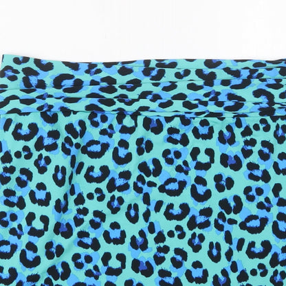 Bobeau Womens Blue Animal Print Polyester Wrap Skirt Size 18 Tie