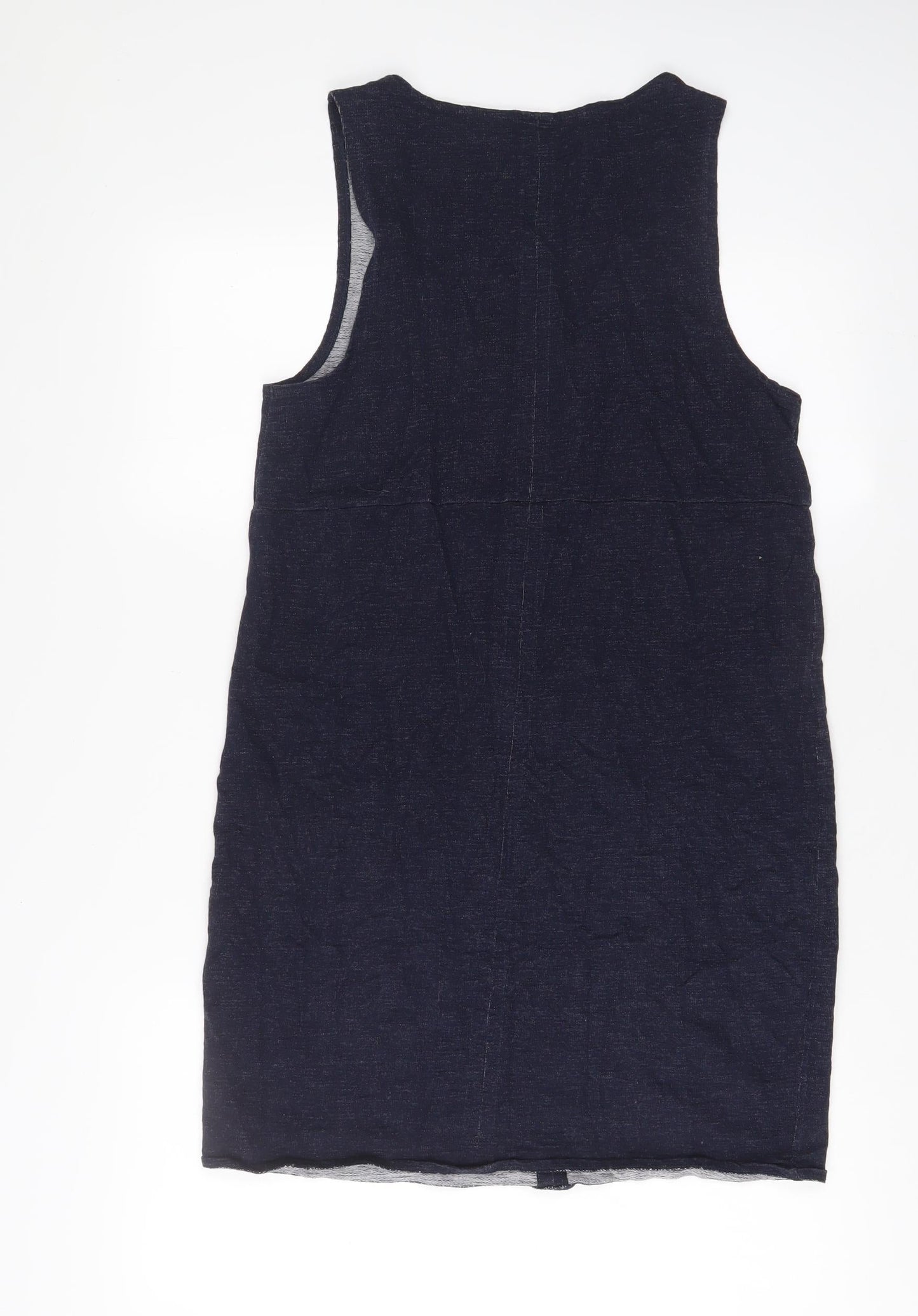 NEXT Womens Blue Cotton Tank Dress Size 12 V-Neck Pullover - Pockets