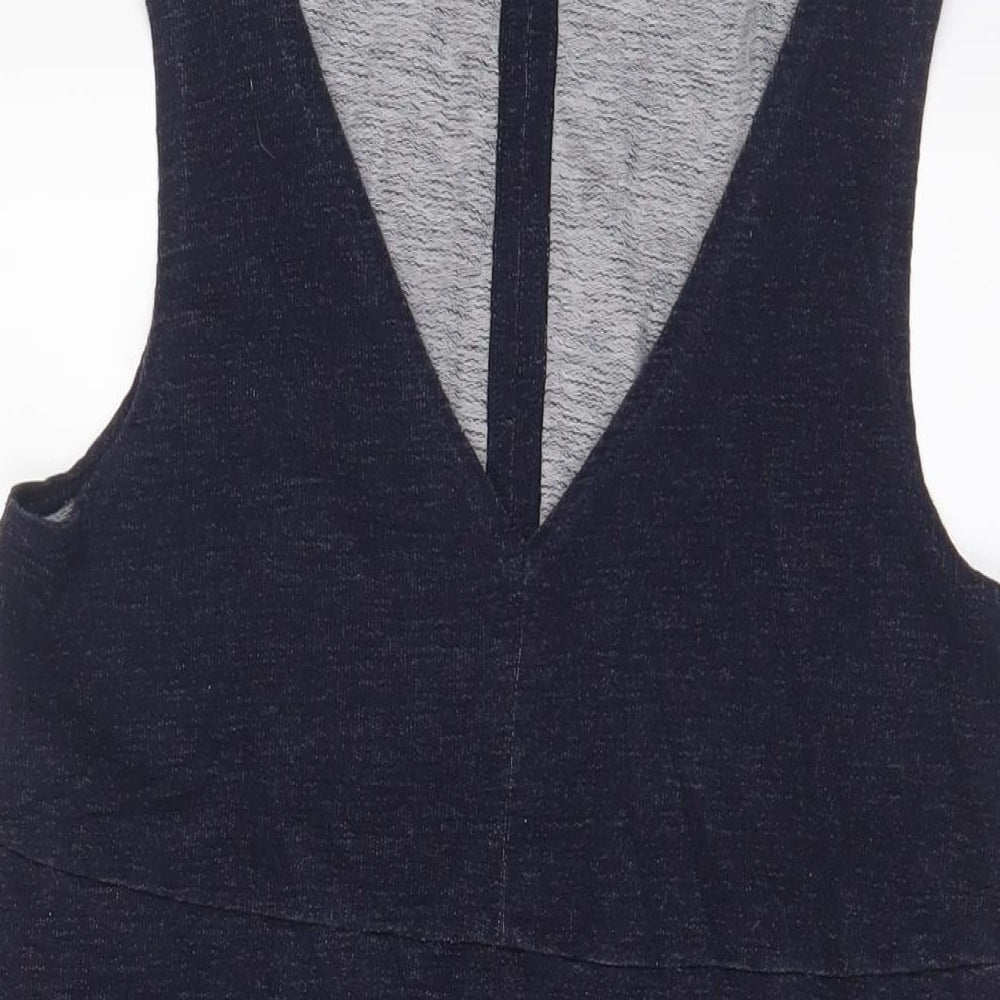NEXT Womens Blue Cotton Tank Dress Size 12 V-Neck Pullover - Pockets