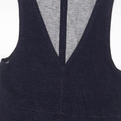 NEXT Womens Blue Cotton Tank Dress Size 12 V-Neck Pullover - Pockets