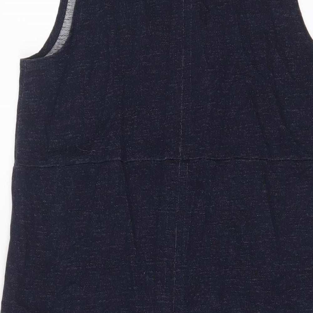 NEXT Womens Blue Cotton Tank Dress Size 12 V-Neck Pullover - Pockets