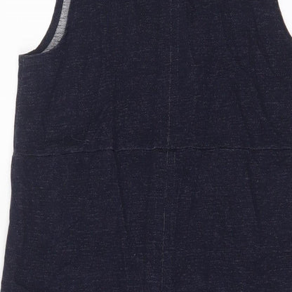 NEXT Womens Blue Cotton Tank Dress Size 12 V-Neck Pullover - Pockets