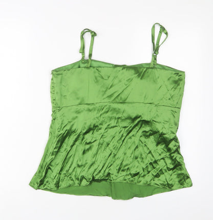 LOFT Womens Green Polyester Basic Tank Size 14 Square Neck