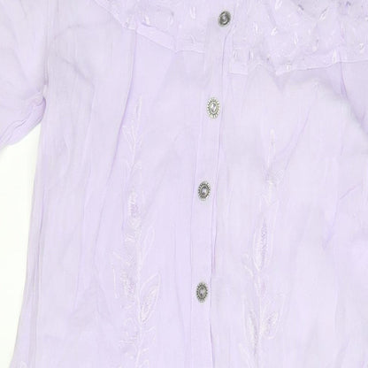 Reflect Womens Purple Polyester Sheath Size M Boat Neck Button - Embroidered