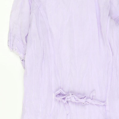 Reflect Womens Purple Polyester Sheath Size M Boat Neck Button - Embroidered