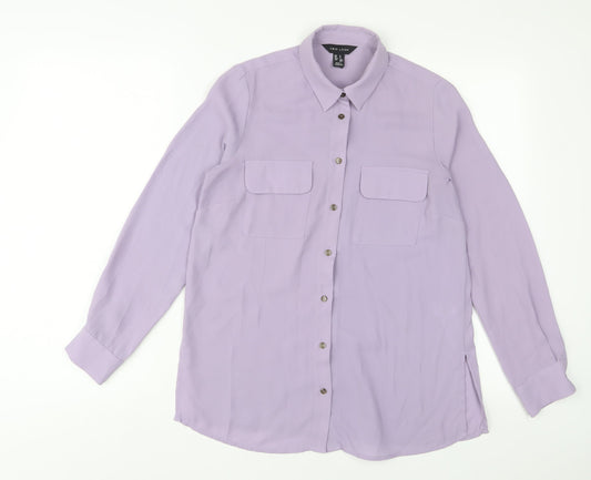 Womens UK Size 6 New Look Purple Basic Button-Up