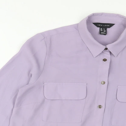 Womens UK Size 6 New Look Purple Basic Button-Up