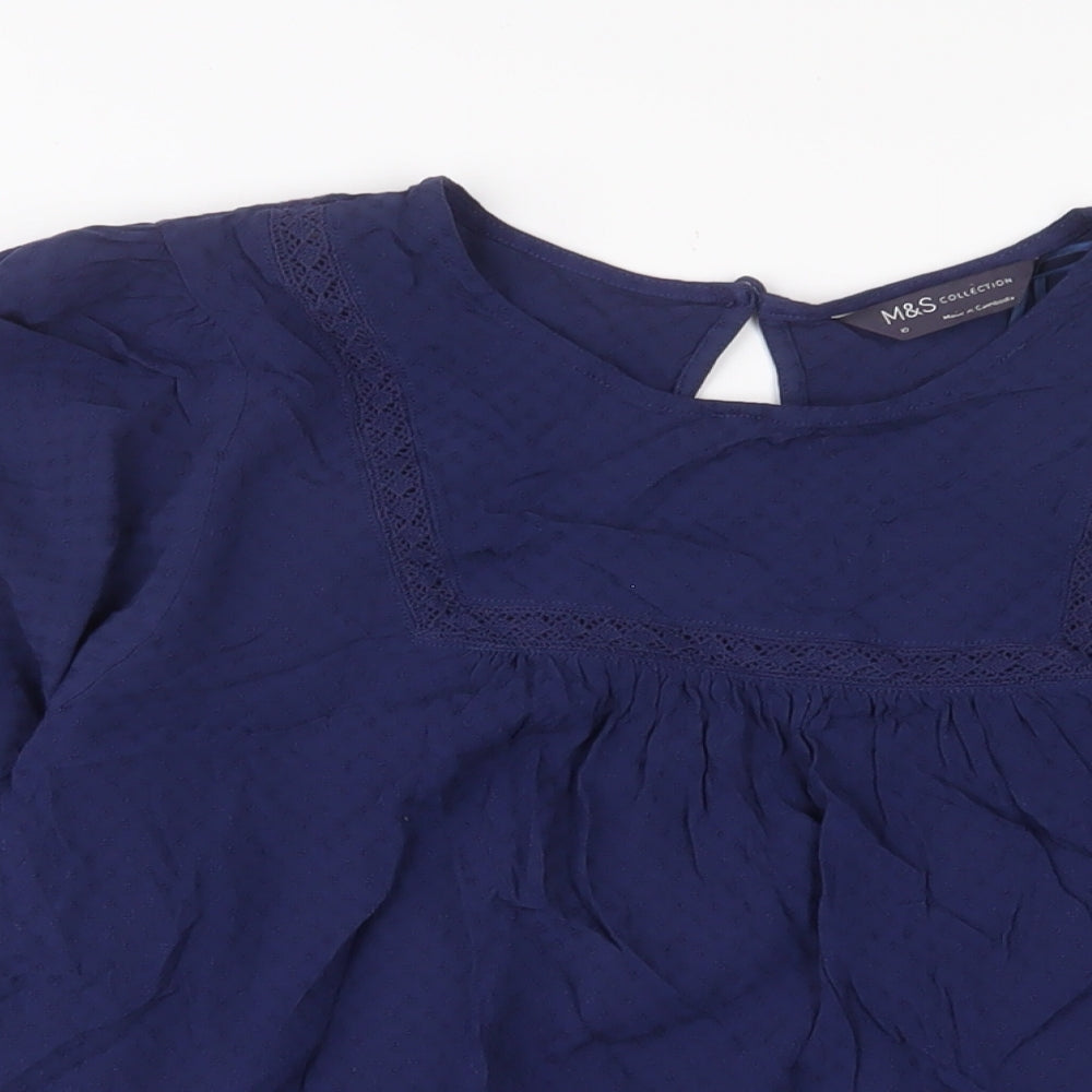 Womens UK Size 10 Marks and Spencer Blue Basic T-Shirt