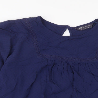 Womens UK Size 10 Marks and Spencer Blue Basic T-Shirt