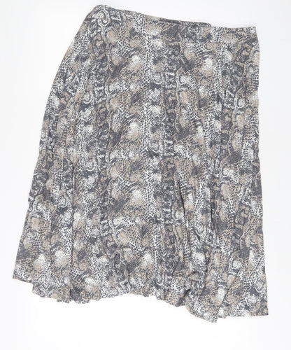 NEXT Womens Grey Animal Print Viscose Wrap Skirt Size 16 - Belted
