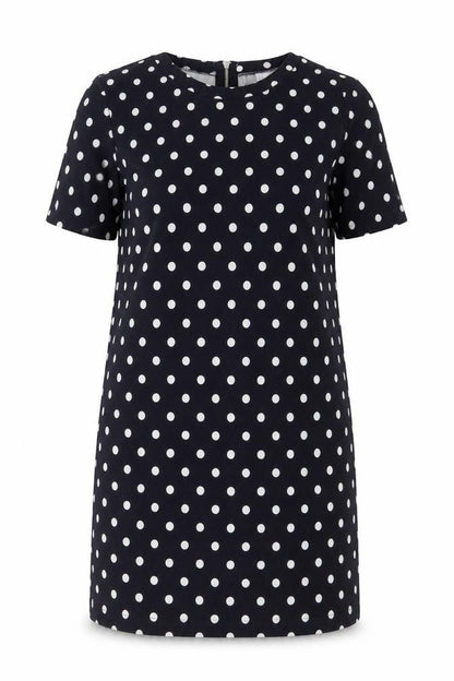 H&M Womens Blue Polka Dot Polyester Sheath Size 16 Crew Neck Zip