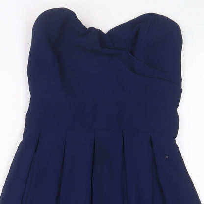 TFNC Womens Blue Polyester Fit & Flare Size XS Sweetheart Zip