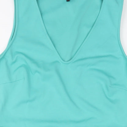 Scarlett B Womens Blue Polyester Fit & Flare Size 18 V-Neck Pullover - Pleated