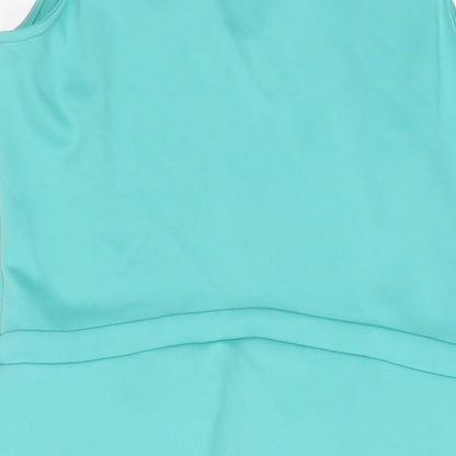 Scarlett B Womens Blue Polyester Fit & Flare Size 18 V-Neck Pullover - Pleated