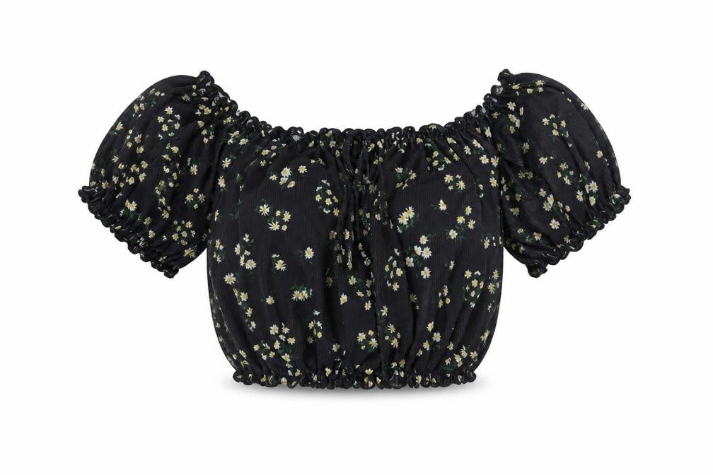 Womens UK Size 10 New Look Black Cropped T-Shirt