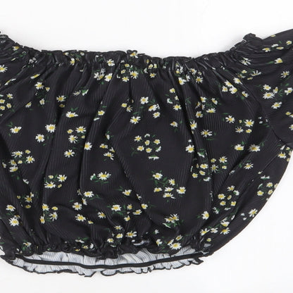 Womens UK Size 10 New Look Black Cropped T-Shirt