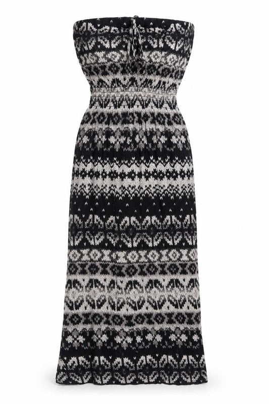 Love Womens Grey Geometric Viscose A-Line Size M Off the Shoulder Pullover - M/L