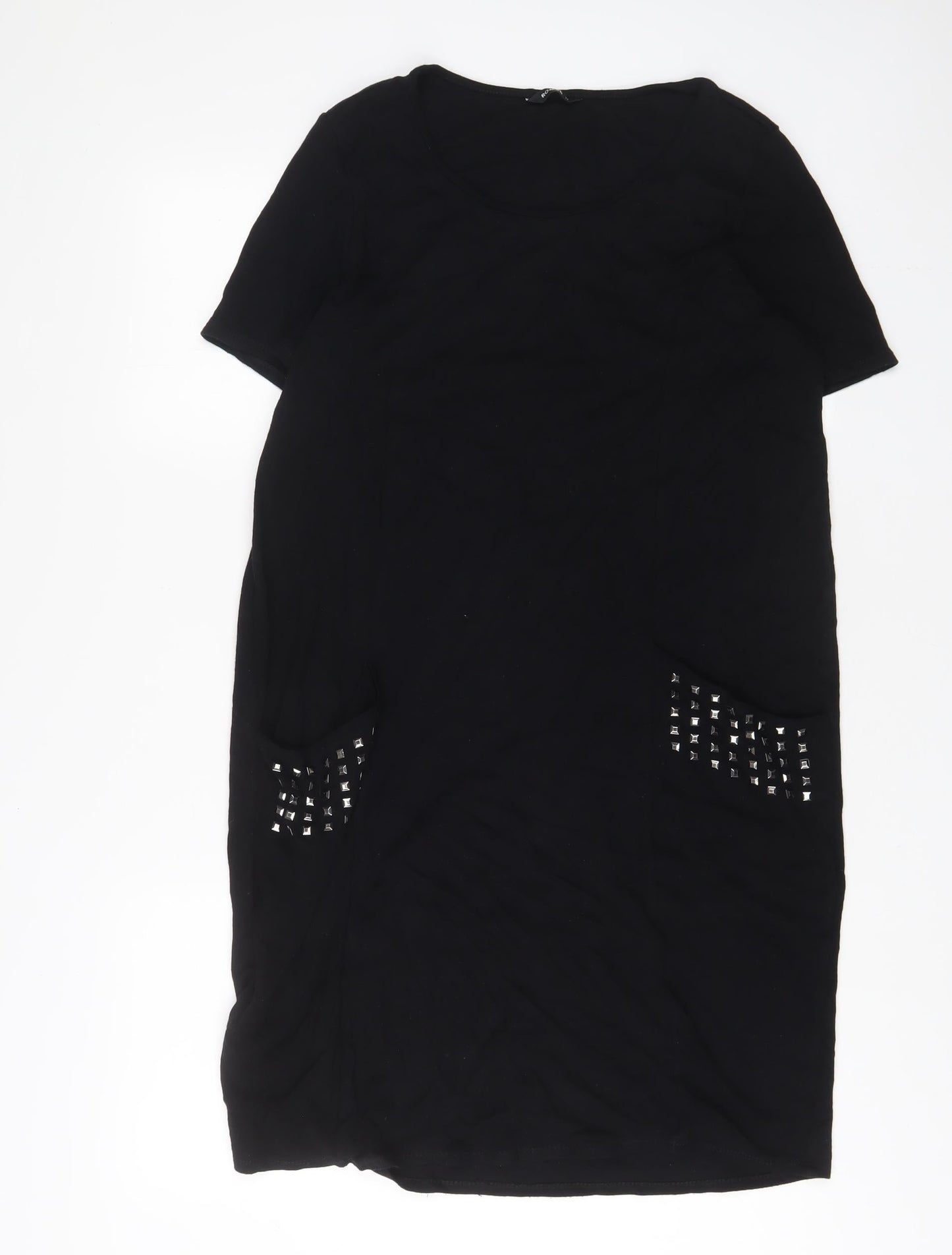 Roman Womens Black Viscose Sheath Size 14 Scoop Neck Pullover - Studded