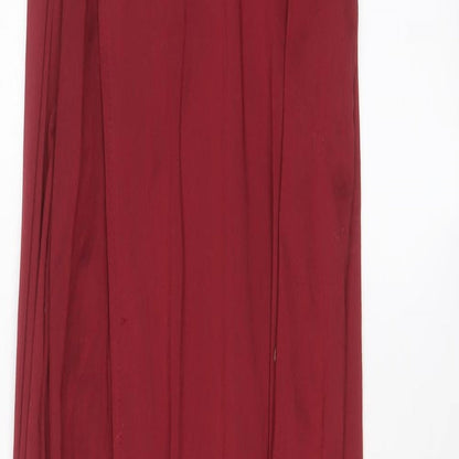 Missguided Womens Red Polyester A-Line Size 8 Off the Shoulder Zip