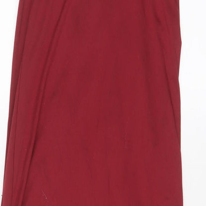 Missguided Womens Red Polyester A-Line Size 8 Off the Shoulder Zip