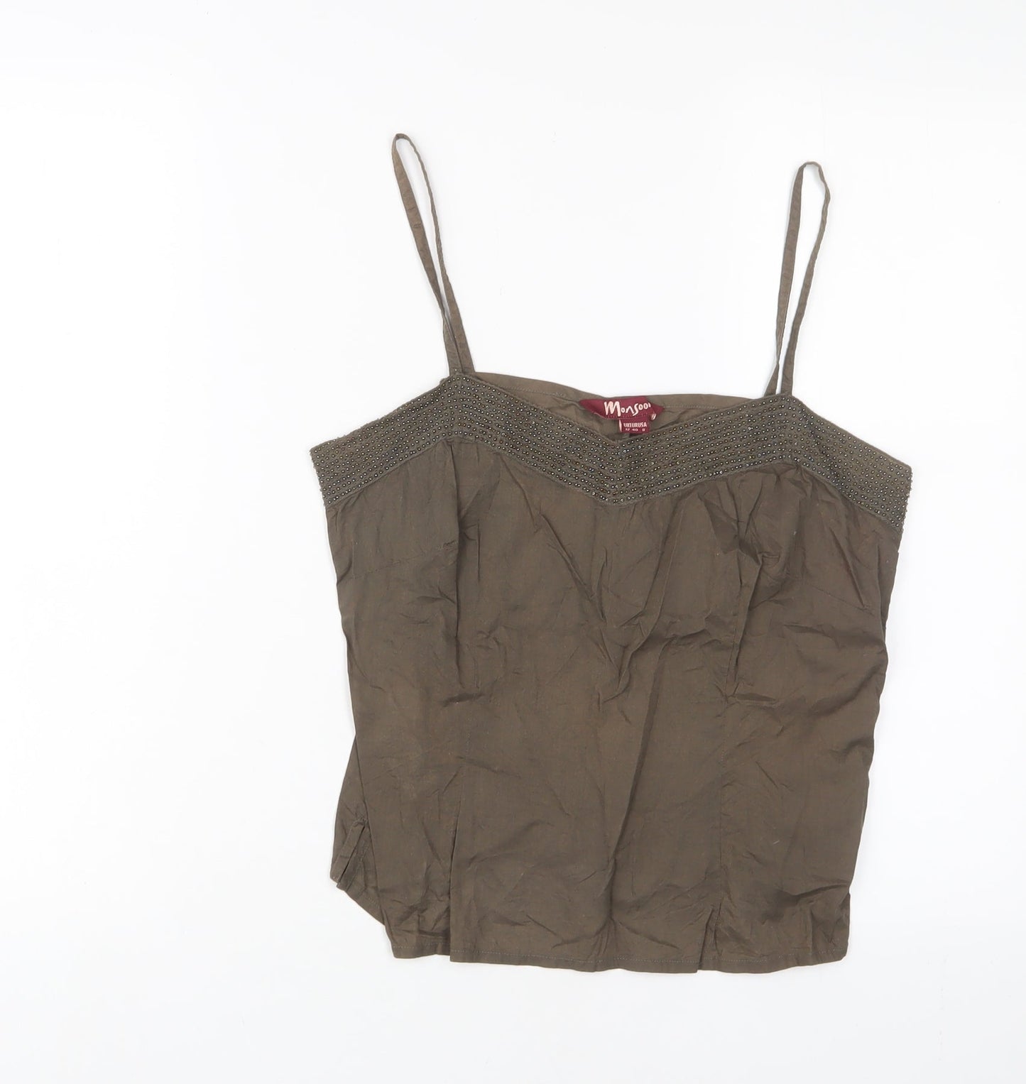 Womens UK Size 12 Monsoon Green Cropped Tank