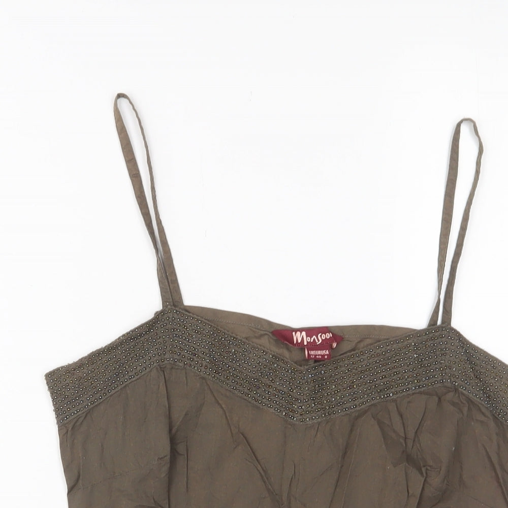Womens UK Size 12 Monsoon Green Cropped Tank