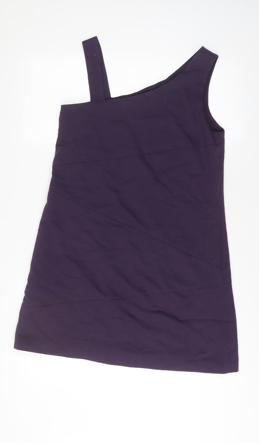 Oasis Womens Purple Polyester A-Line Size 14 One Shoulder Zip